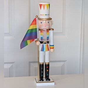 Ashland Pride Nutcracker – Rainbow Flag – 17" Tall Wooden Holiday Decor